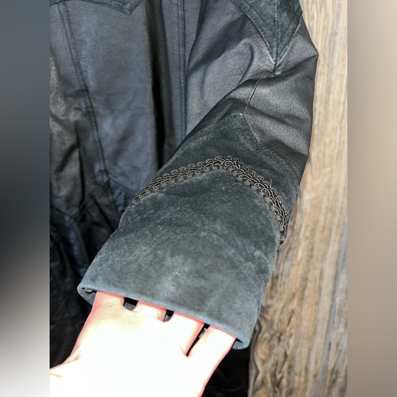 Vintage 80s Winlit black leather trench coat - Picture 9 of 10